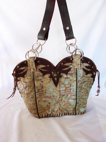 Leather Shoulder Bag - Cowboy  Boot Purse DB311 picture