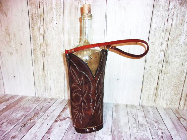 Leather Wine Tote - Cowboy Boot Wine Caddy WT564 picture