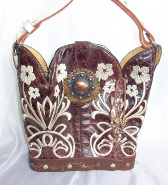 Leather Handbag - Cowboy Boot Purse BK09 picture