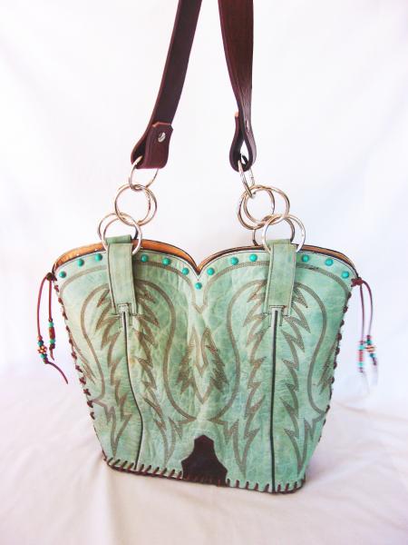 Leather Shoulder Bag - Cowboy  Boot Purse DB317 picture