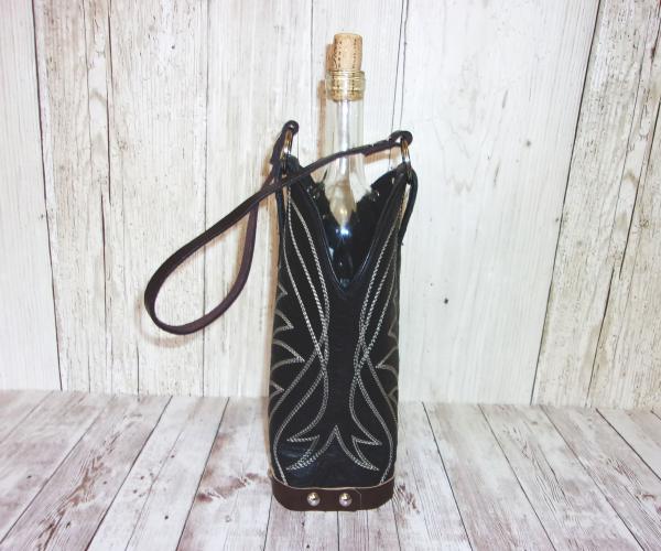 Leather Wine Tote - Cowboy Boot Wine Caddy WT554 picture