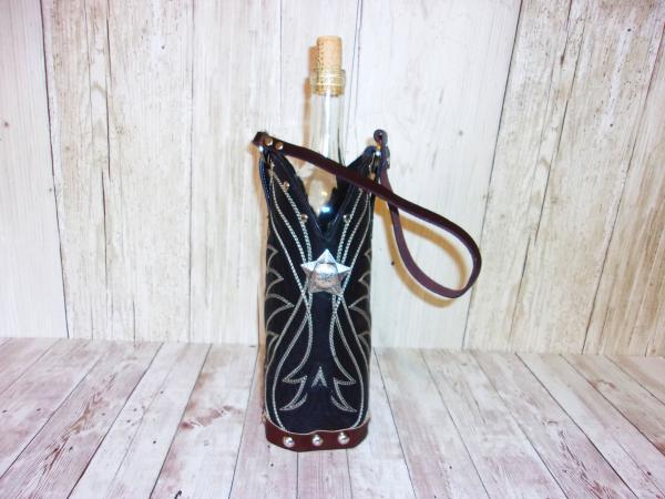 Leather Wine Tote - Cowboy Boot Wine Caddy WT554 picture