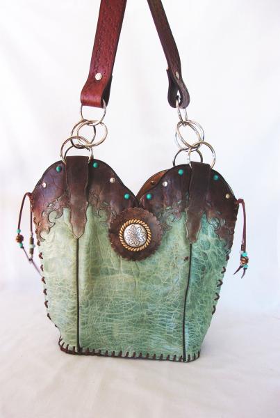 Leather Shoulder Bag - Cowboy  Boot Purse DB309 picture