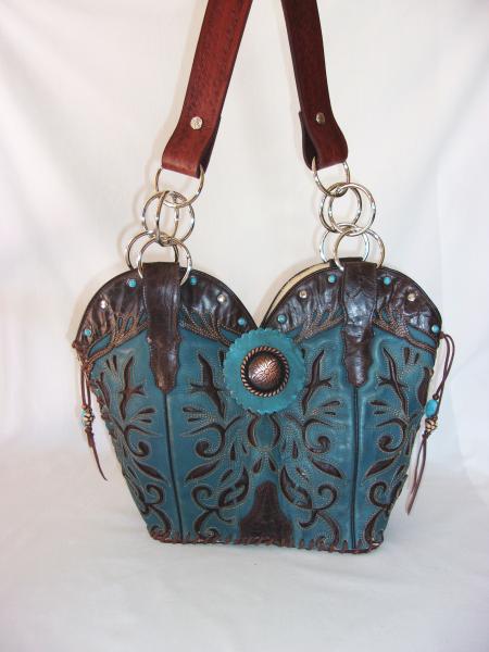 Leather Shoulder Bag - Cowboy  Boot Purse DB306 picture