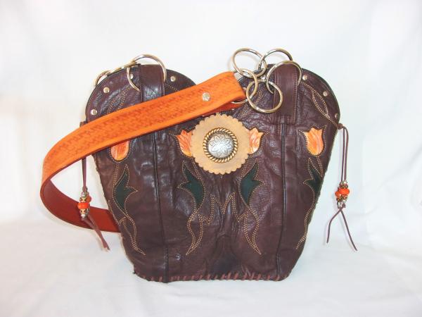 Leather Shoulder Bag - Cowboy  Boot Purse DB314 picture