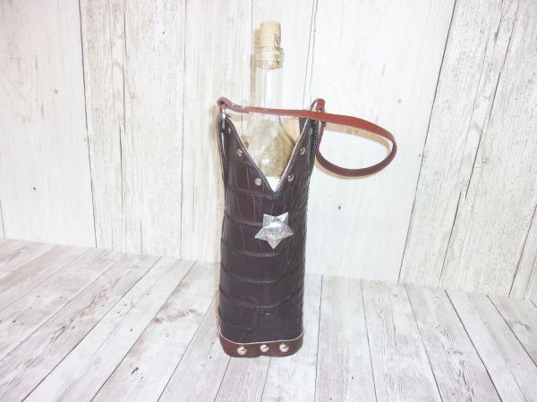 Leather Wine Tote - Cowboy Boot Wine Caddy WT557 picture