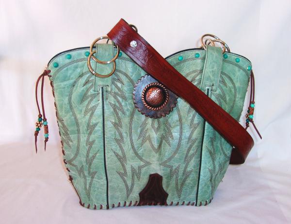 Leather Shoulder Bag - Cowboy  Boot Purse DB317 picture