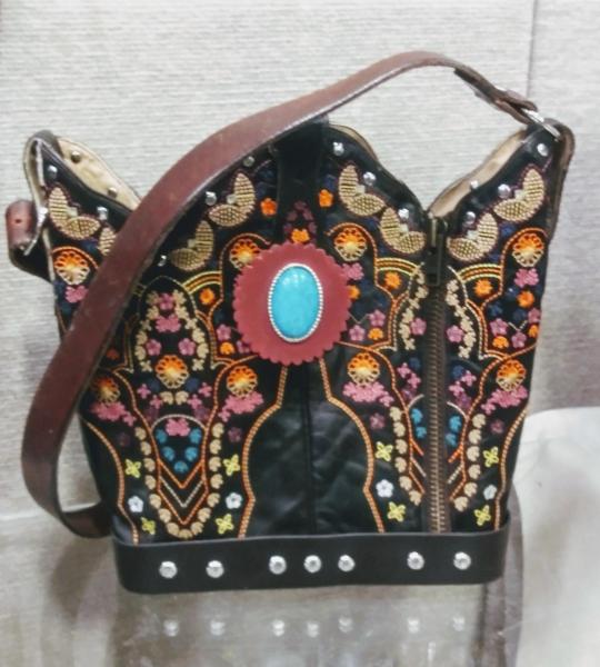 Leather Handbag - Cowboy Boot Purse BK35 picture