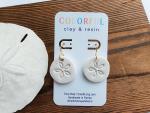 Summer Polymer Clay Beachside Sand Dollar Dangle Earring with Gold