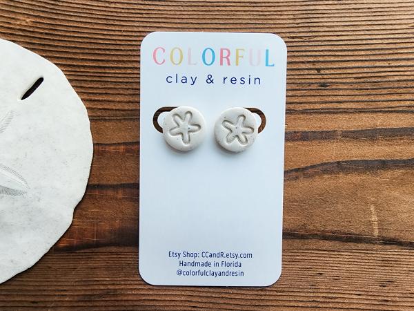 Summer Polymer Clay Beachside Sand Dollar Sand Stud