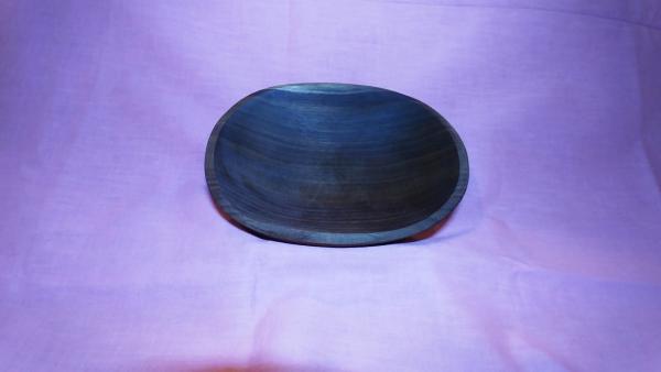 Shallow black walnut oval wooden bowl