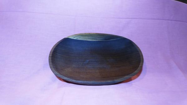 Oval walnut wooden bowl