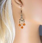 Genuine Amber Bead Chandelier Earrings