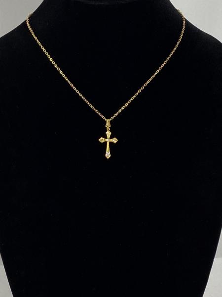 Vintage Cross Pendant Necklace - Gold picture