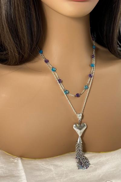 Double Strand Gemstone and Tassel Necklace picture