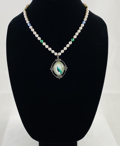 Pearls and Peacock Necklace and Earring Set picture