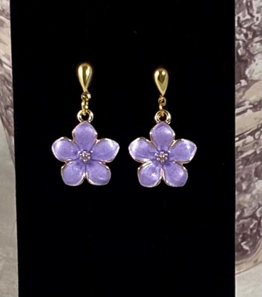 Purple Enamel Flower Earrings picture