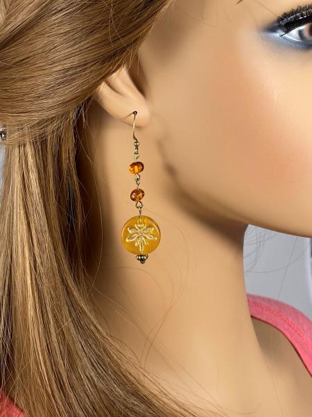 Dragonfly and Amber Earrings