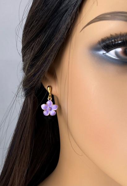 Purple Enamel Flower Earrings picture