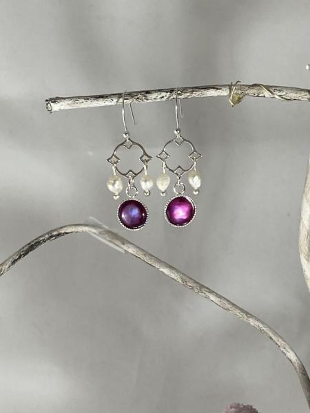 Purple Hummingbird Cameo Necklace and Earring Set picture