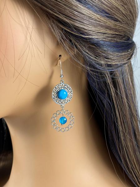 Long Double Circle Dangle Earrings picture