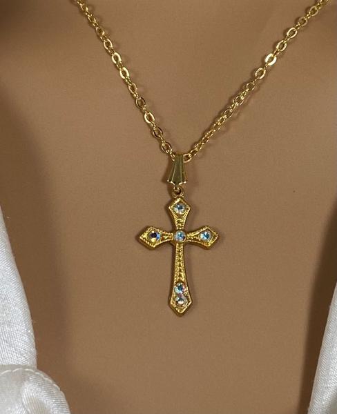 Vintage Cross Pendant Necklace - Gold picture