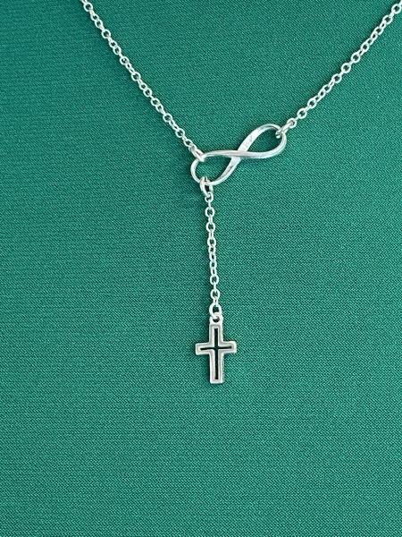 Sterling Silver Infinity and Cross Necklace