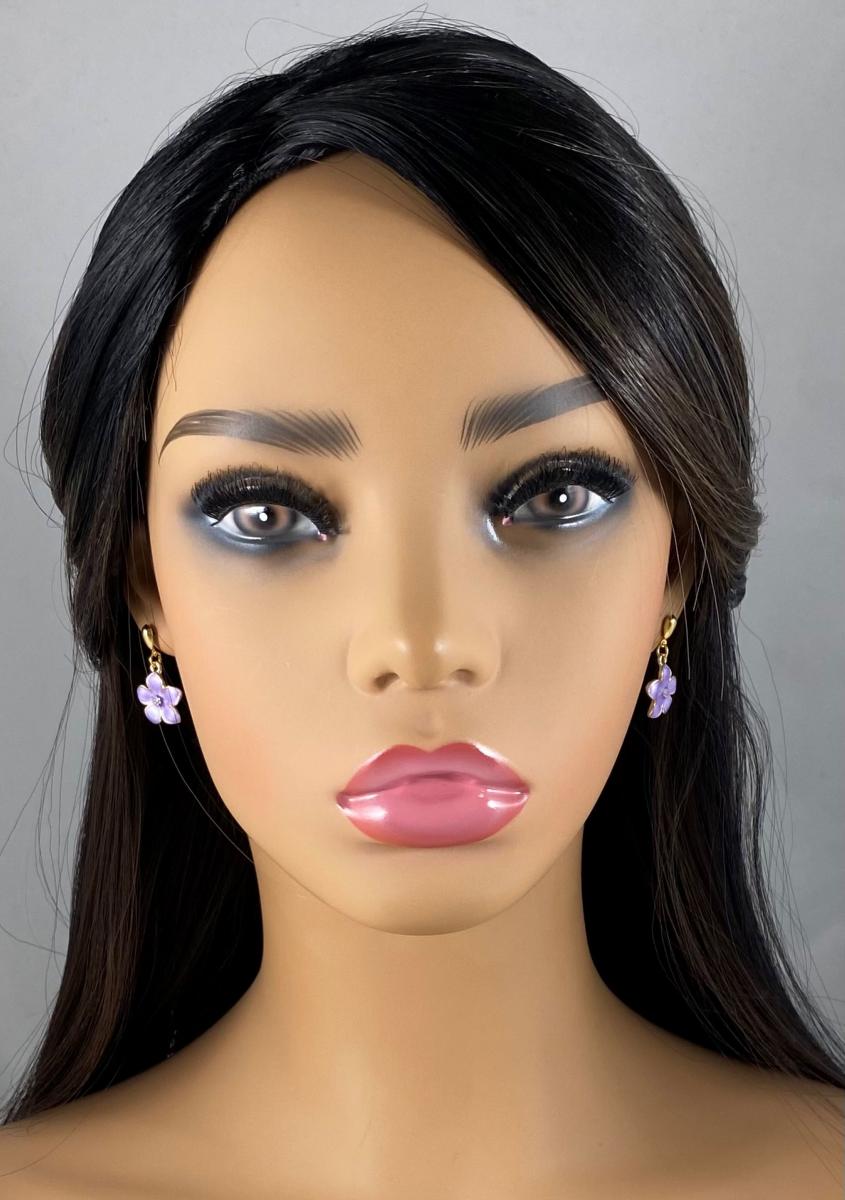 Purple Enamel Flower Earrings picture