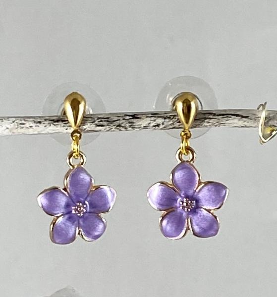 Purple Enamel Flower Earrings picture