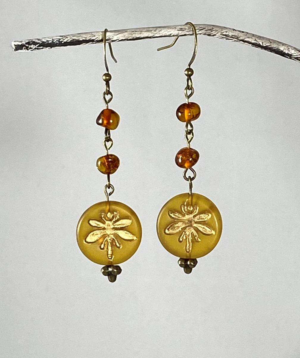 Dragonfly and Amber Earrings picture
