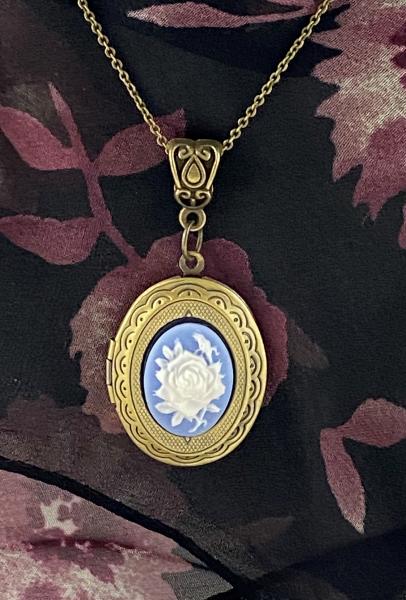 Flower Cameo Locket Necklace