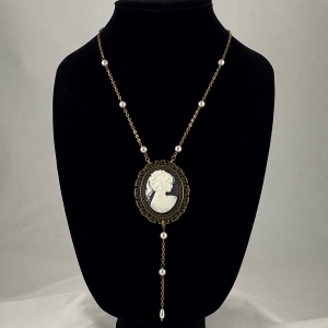 Victorian Style Pearl and Cameo Necklace picture