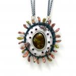 Fire Agate Bee Hive Pendant