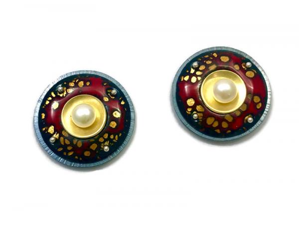 Red and Gold Dot Earrings