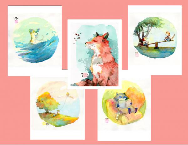 "Idyllic Scenes" set of 5 picture