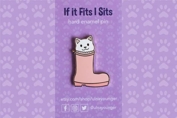 If It Fits I Sits Boot Cat 1.5" Hard Enamel Pin picture