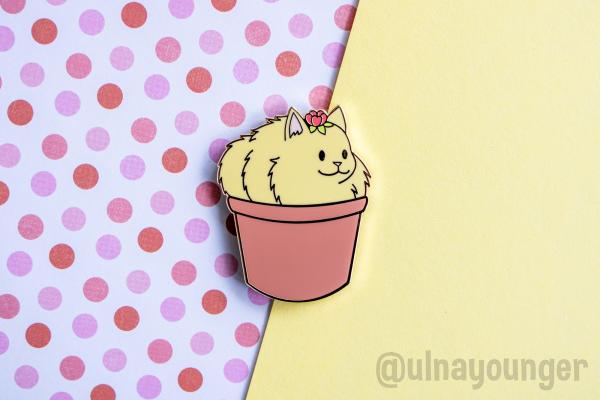 If It Fits I Sits Flower Pot Cat 1.5" Hard Enamel Pin