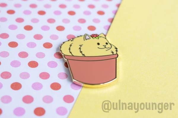 If It Fits I Sits Flower Pot Cat 1.5" Hard Enamel Pin picture