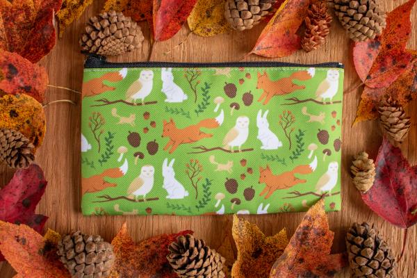 Forest Critters Canvas Cosmetics Pencil Pouch picture