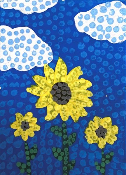 "Pointillism" Sunflower Painting
