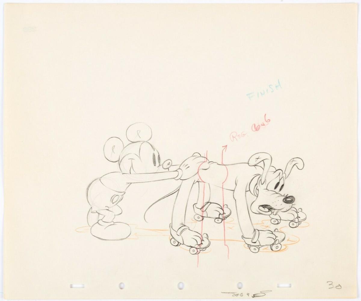 Mickey Mouse 1939 Original Production Animation Cel Drawing Disney Society Dog 2 picture