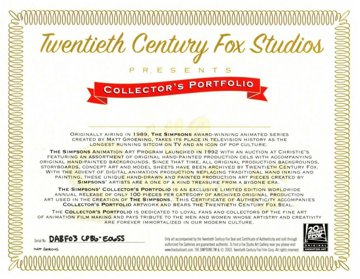 Simpsons House Original Production Animation Cel Background AND Drawing Fox 2002 picture