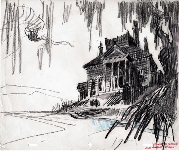 SCOOBY DOO 1976 Maison Dupre Production Animation Background Drawing by Bob Singer from Hanna Barbera