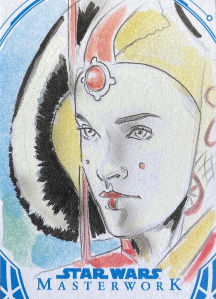 Queen Amidala Masterworks Sketch Card (Topps Licensed Original) picture