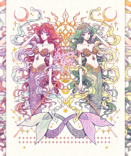 Mermaid Twins Art Print