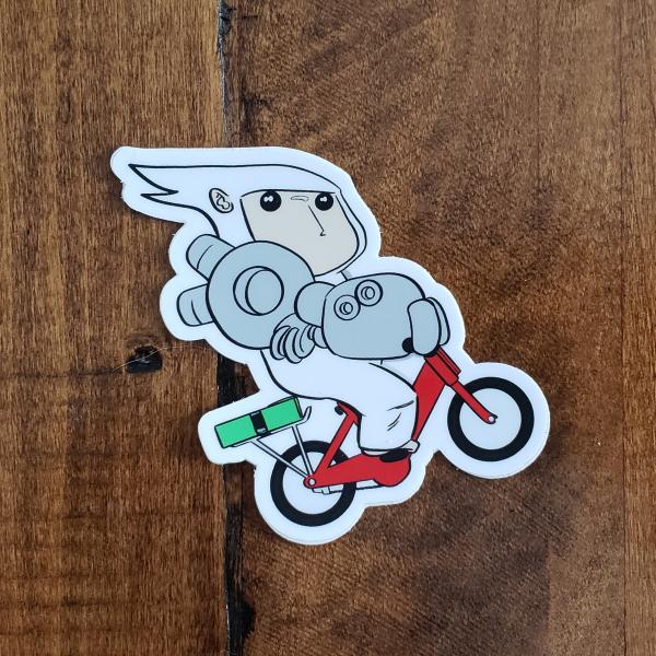 3" Pablo the Gorilla Chibi Pizza Delivery Bike Vinyl Sticker picture