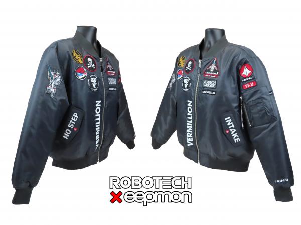 Robotech X Eepmon - VF-1J Rick Hunter (GREY) & VF-1S Skull Leader (BLACK) Aviator Flight Jackets (Each Sold Separately) picture