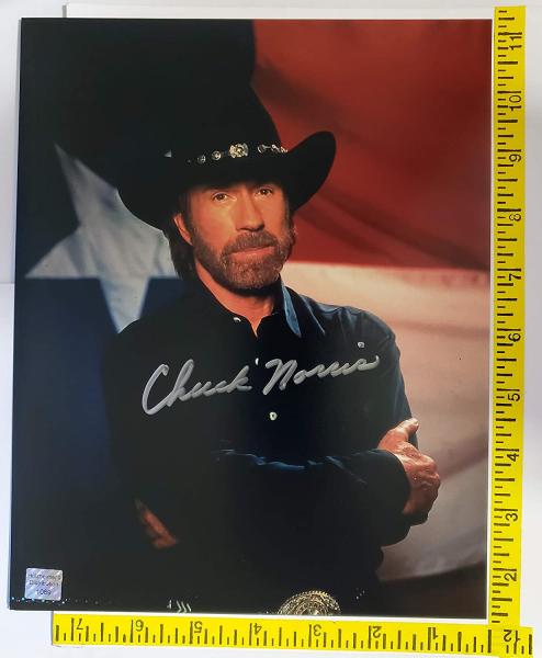Chuck Norris 8 inches x 10inch AUTOGRAPH Photo Walker Texas Ranger cross arms Silver-Ink