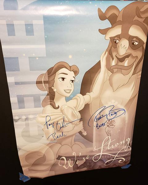 Robby Benson & Paige O'hara (Beast and Beauty) 22inch x 34inch POSTER AUTOGRAPH with Blue Sharpie on Trend #14319 Belle- Strong