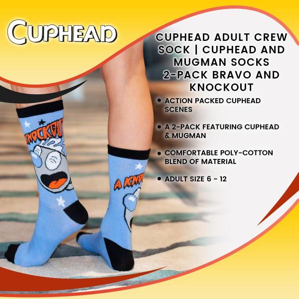 Cuphead Adult Crew Sock 2-Pack - Bravo/ Knockout picture